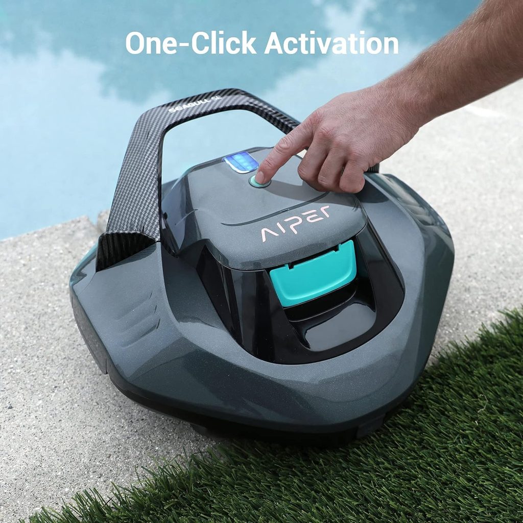 AIPER Seagull SE Cordless Robotic Pool Cleaner, Pool Vacuum Lasts 90 Mins, LED Indicator, Self-Parking, for Flat Above-Ground Pools up to 33 Feet - Gray
