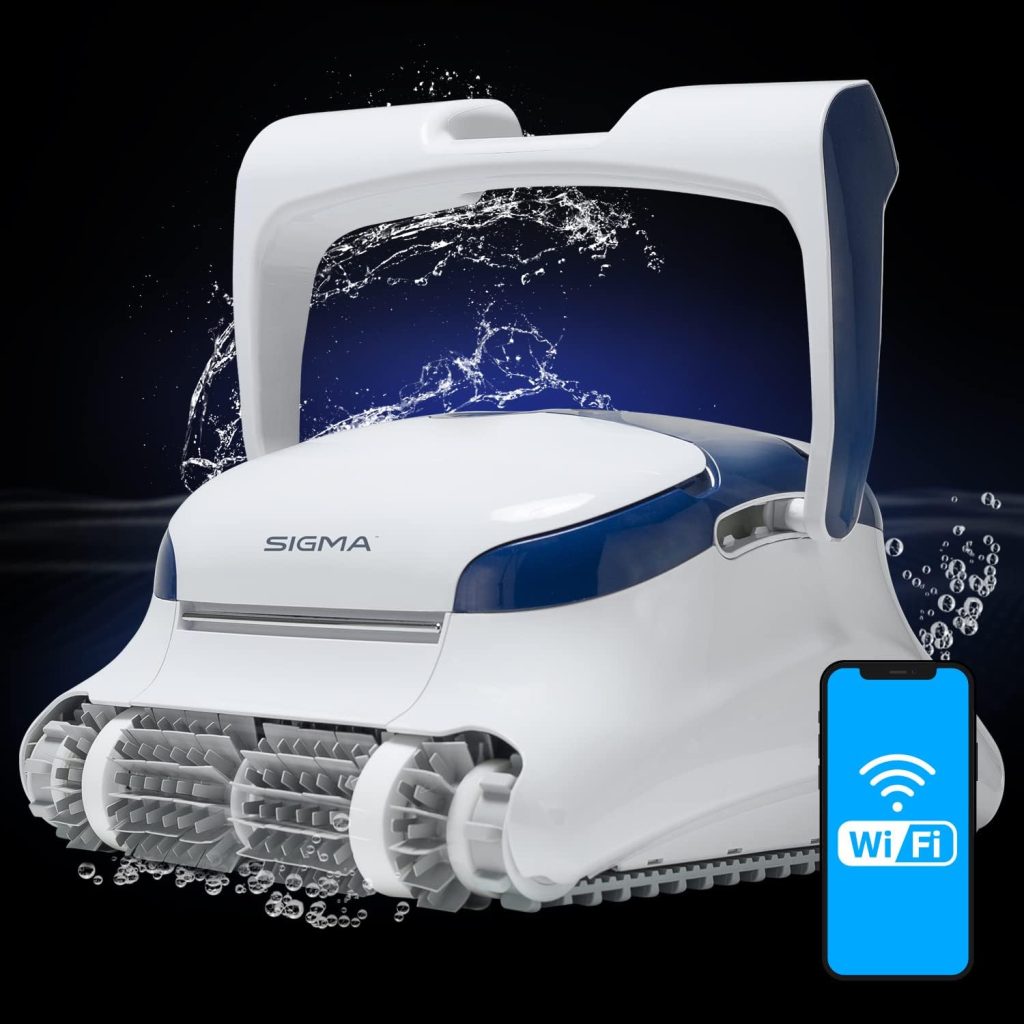 Dolphin Sigma Robotic Pool Cleaner (2023 Model) — Wi-Fi, App, Gyroscope, Weekly Timer, Waterline Cleaning  Massive Top-Loading Ultra-Fine and Standard Filters for In-Ground Swimming Pools up to 50ft