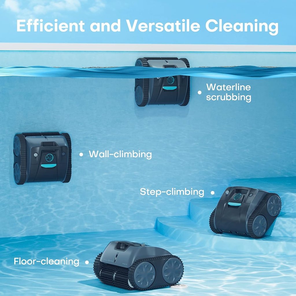 Ofuzzi Terrain 10 Cordless Robotic Pool Cleaner, 3-Motor Power Scrubbing, Wall-Climbing Pool Vacuum with Smart Navigation, 110 Mins Runtime Pool Robot Cleaner for In Ground Pool Up to 50 ft