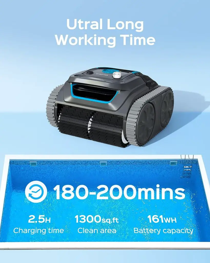 WYBOT High-end Cordless Wall Climbing Robotic Pool Cleaner with APP Mode, Smart Mapping Tech, Lasts 180mins, Automatic Pool Vacuum Robot with Powerful Suction, Fast Charging Fit for Inground Pools