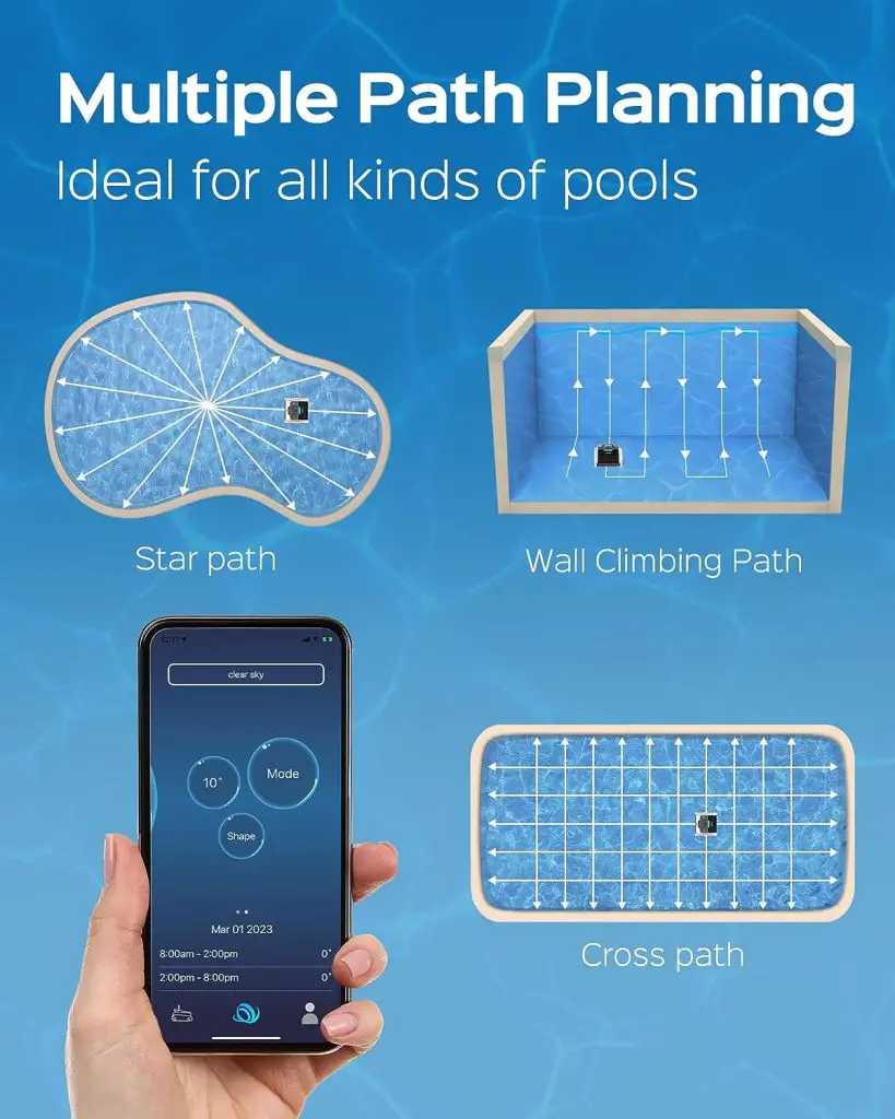 WYBOT Wall Climbing Robotic Pool Cleaner with APP Mode, Excellent Suction Power, Smart Navigation Technology, 9200mAH Large Battery, LED Indicator, Automatic Pool Vacuum for Inground Pools